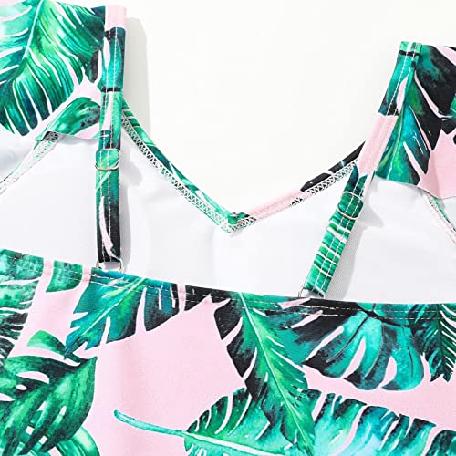 7 to 14 Years Girls One Piece V Neck Swimsuit Tropical Leaves Print Bathing Suit for Teen Kids Beach Pool Swimwear3