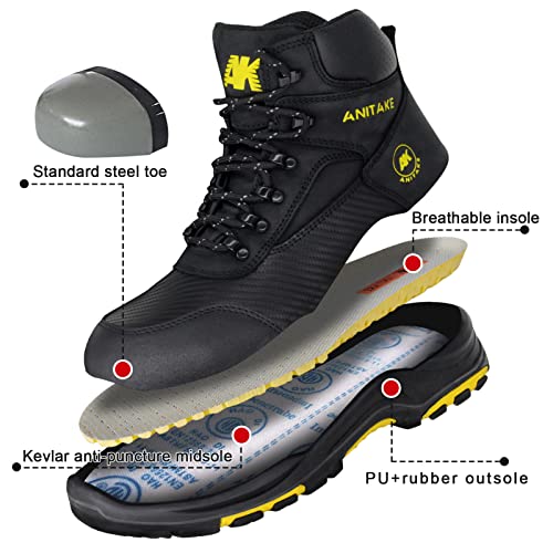 Steel Toe Work Boots for Men, Non-Slip Heavy Duty Leather EH Safety Construction Boots, Puncture Resistant, Breathable & Comfortable2