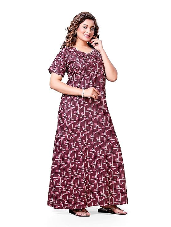 Image of PNAEONG Women's Cotton Long Maxi Night Gown Nighty Dress Stylish Super Soft Comfortable