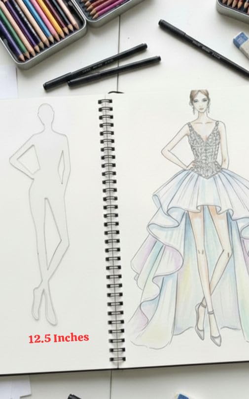 body drawing for dress design Fashion Figure Stencil Set (12.5 & 10 Inch) Style:P26JE2219999999B Final Sale__label Shop Women's Black Dress