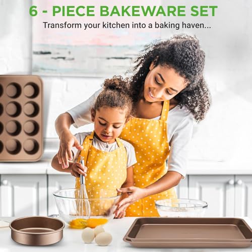 NutriChef-6-Piece-Nonstick-Bakeware-Set-Premium-Carbon-Steel-Baking-Pans-Includes-Cookie-Sheets-Square-Round-Roasting-Pans-12-Cup-Muffin-Loaf-Pan-Easy-to-Clean-Gold NutriChef 6 Piece Nonstick Bakeware Set Premium Carbon Steel Baking Pans Includes Cookie Sheets Square Round Roasting Pans 12 Cup Muffin Loaf Pan Easy to Clean Gold