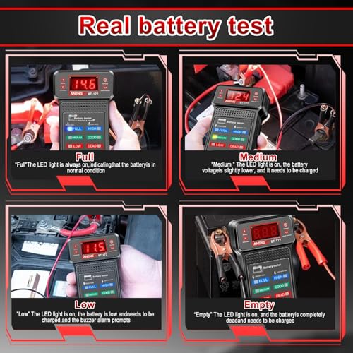 Image of TecoKart 12V Car Battery Health Tester, Comprehensive Analysis Voltage and Load Tester with LED for Two Wheeler and Car Batteries, Universal Trouble Shooting