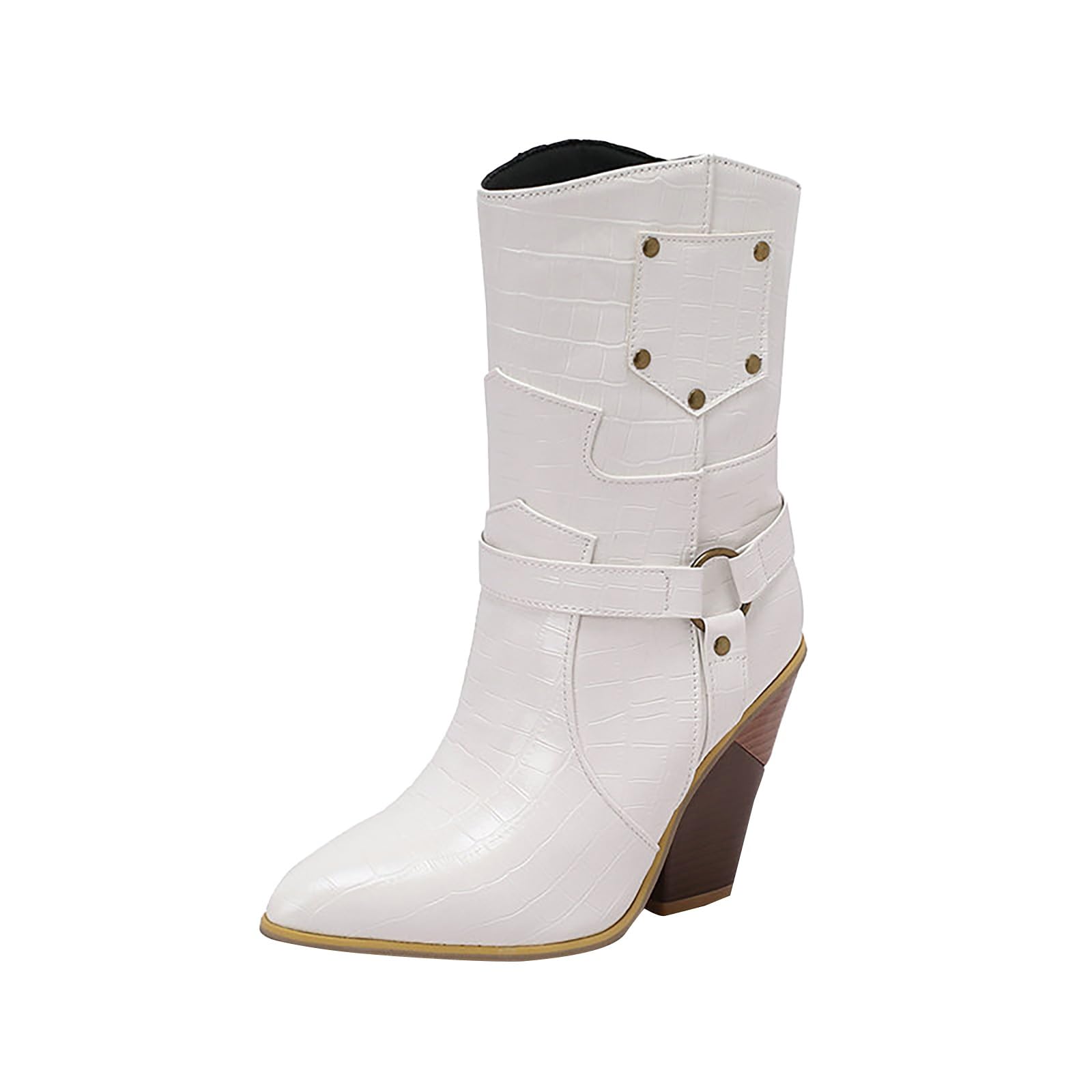 Stivali Camperos Donna Ricamati Stivali Donna Cowboy Scarpe Boho | Stivali Texani Autunno Inverno Moda Stivali Western Donna Similpelle Stivaletti Cowgirl Per Feste All Aperto
