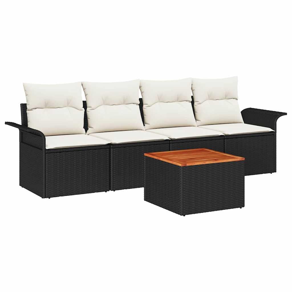 Canapé de jardin en résine tressée noire pour aménager une terrasse moderne