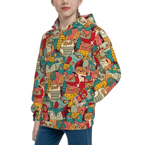 Funny Owl Bird Kid Hoodies Boys Sweatshirts Girls Pullover with Pocket2