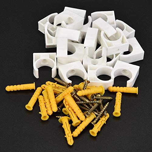 Marhynchus Collier de Serrage en Plastique, 20 Pièces 16/20/25/32mm PPR U Forme Collier de Serrage Tube Support de Fixation avec Vis (16mm), Colliers de Serrage (20mm + vis 20pcs)