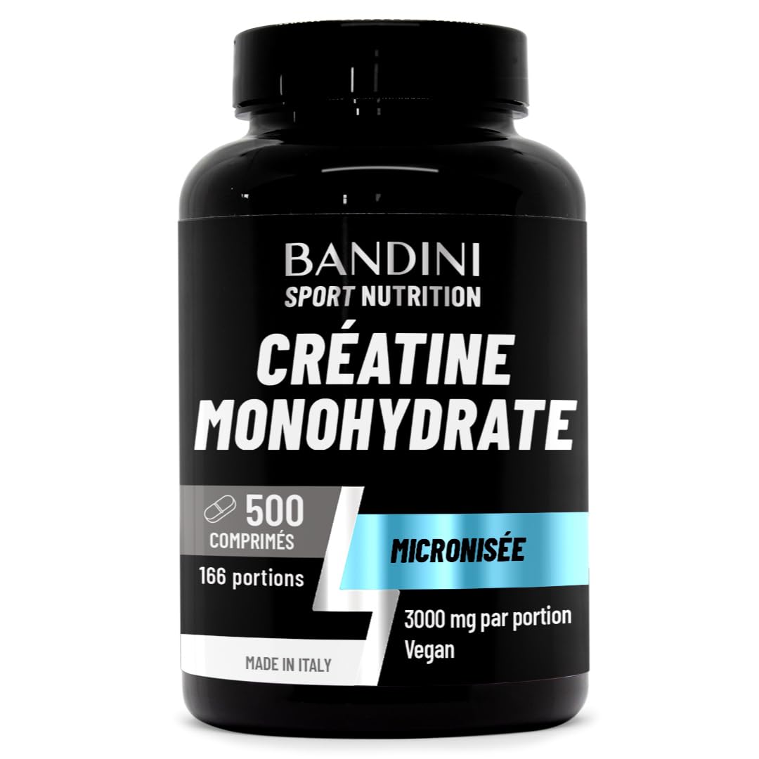 Bandini Créatine Monohydrate 500 Comprimés 3000mg par dose - Augmente les Performances Physiques & la Force Musculaire - Booster Musculation Puissant - Creatine Micronisée 100% Pure & Vegan