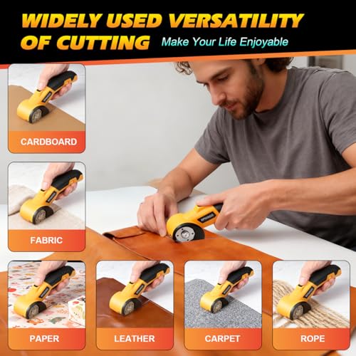 Image of Cordless Electric Scissors, 3000mAh Battery Electric Cardboard Cutter | High-Torque Motor, 2 SK5 Blades, LED Light, Electric Box Cutter for Cardboard, Plastic, Leather, Carpet & DIY Projects