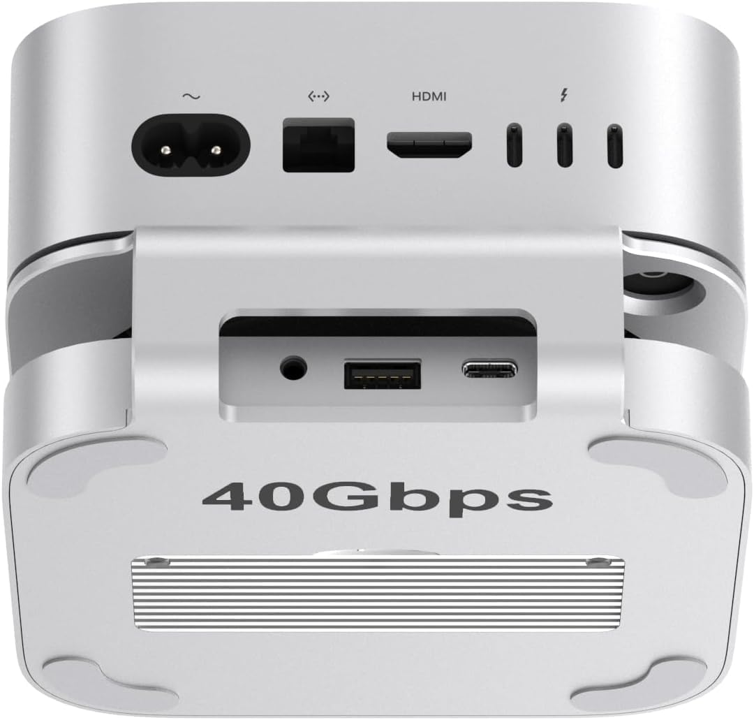 Qwiizlab 40Gbps Mac mini M4/M4 Pro Stand Hub with USB4 NVMe SSD