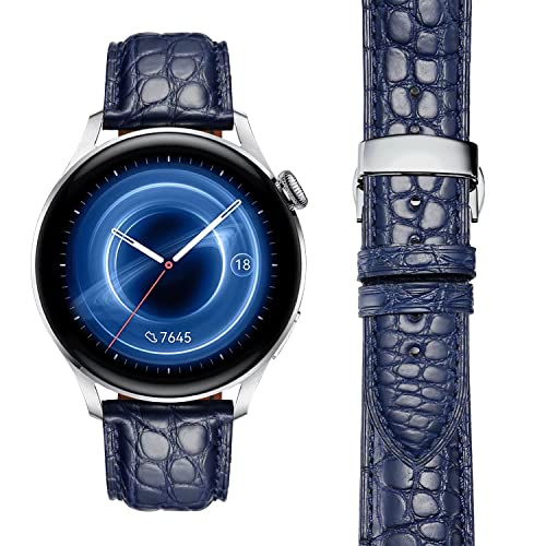 Image of Moran Genuine Leather Band Alligator and Cowhide Replacement Deployment Buckle Watch strap18mm to 24mm Crocodile Leather Strap for Men's and Women's