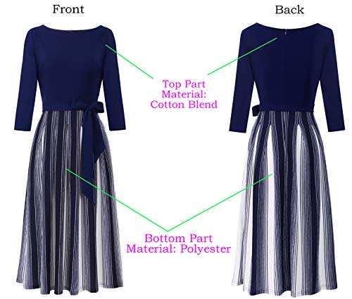 Image of VFSHOW Womens Work Business Casual Church Pockets Belted A-Line Midi Dress