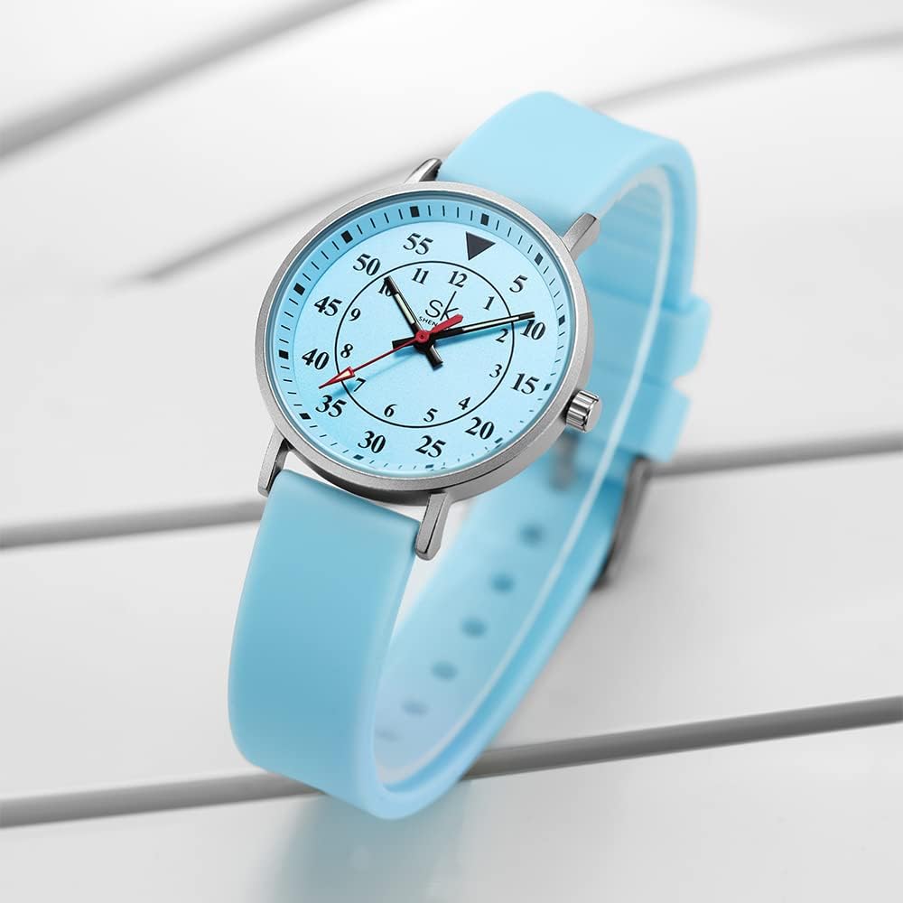 SHENGKE Casual Fashion Women Sport Watch Sweat Resistant Students Watch with Easy Read Dial and Silicone Band,Water Resistant