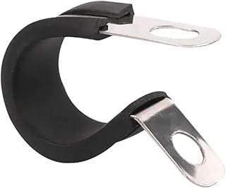 LCUVIMPEX Caucho Forrado de Acero Fuerte P Clip, Abrazaderas de Manguera de Acero Inoxidable 304 con Revestimiento de Goma, 2 Unidades por Lote(18mm)