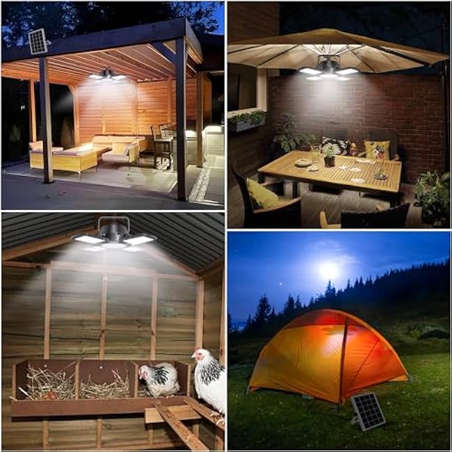 Aqonsie Solar Shed Light Outdoor Indoor, 176LED Solar Powered Motion Sensor Pendant Light Daytime Available, Solar Indoor Lights with 5 Lighting Modes & Remote for Shed Gazebo Barn Garage Home