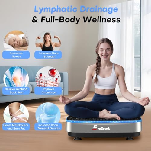 Vibration Plate,EvoSpark 2026 2D&3D Vibration Plate Exercise Machine with Dual Motors,Adjustable Speeds, High Weight Capacity Vibrating Plate for Lymphatic Drainage & Weight Loss - Image 6
