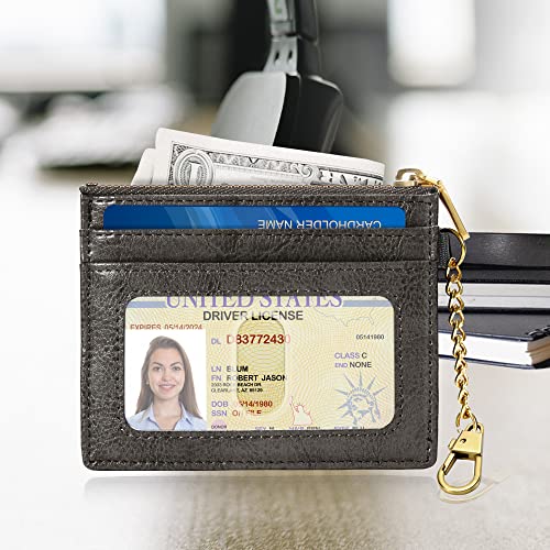 Image of SEAVILIA Card Holder Keychain Wallet for Women with ID Window RFID Coin Purse Bee Gifts Slim Minimalist Small Wallet