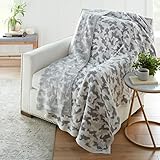 Crafted by Catherine Camouflage Print Cozy Knit Throw Blanket 60' x 70' Inches, Soft Comfy Decorative Throw for Couch Bed Sofa Travel, Camo Grey