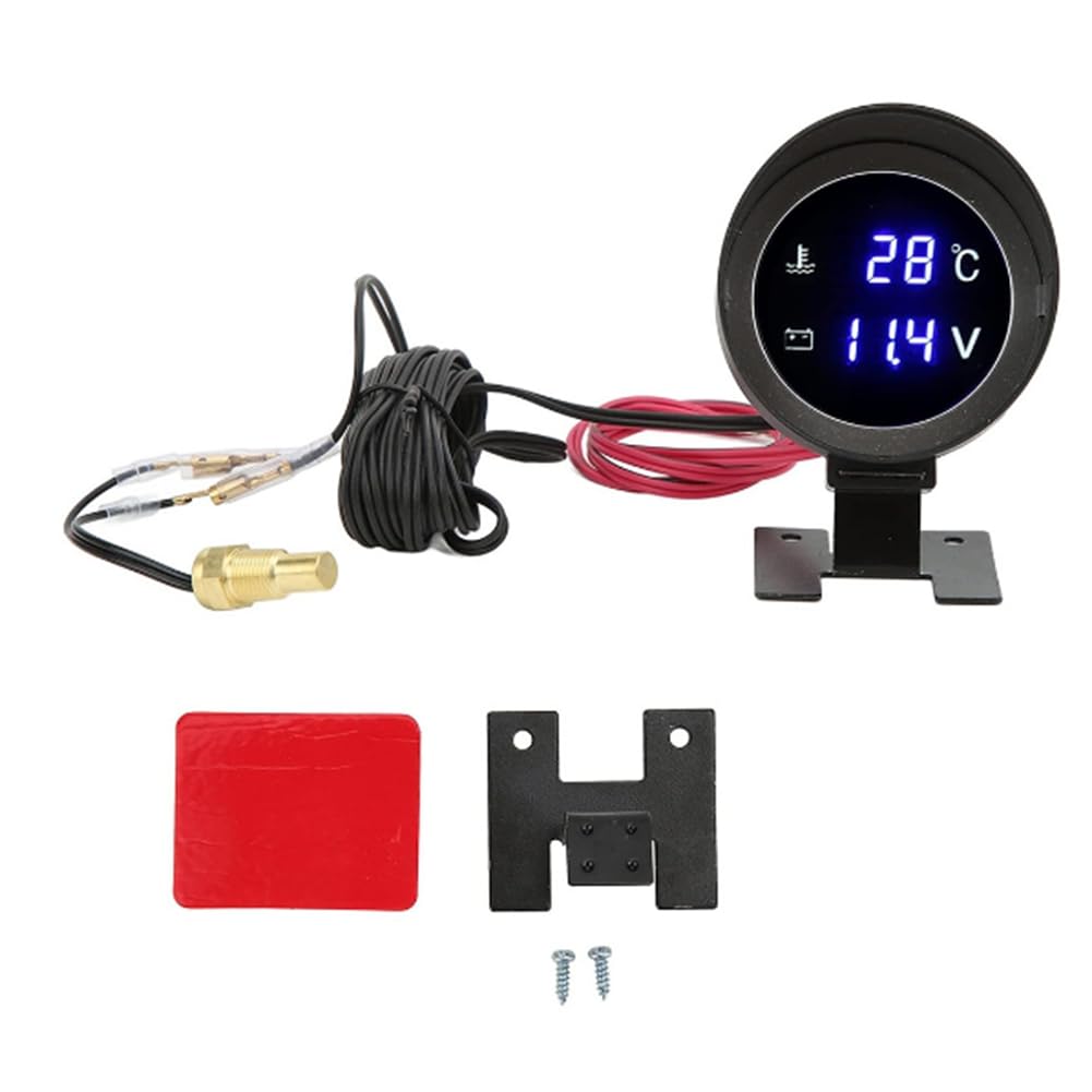 Indicador de temperatura del agua y voltímetro para coche DC 9-36V - Medidor 2 en 1 para temperatura del agua y voltaje de los motores de coche con sensor de temperatura del agua.