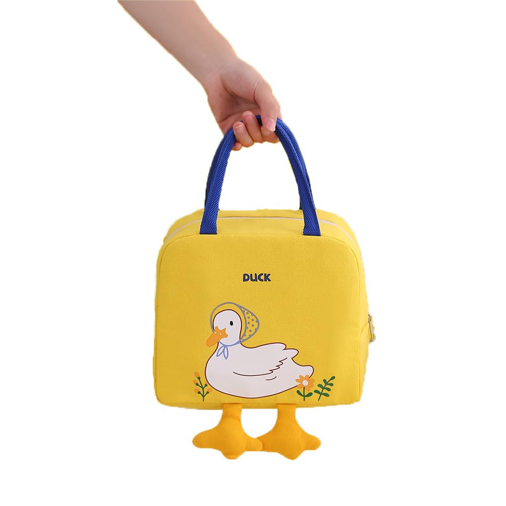 zalati Lunch Bag Insulated Cooler Tote Food Carry Bag Cute Pattern with Zipper for Lunch, Picnic, Travel - Duck & Feet