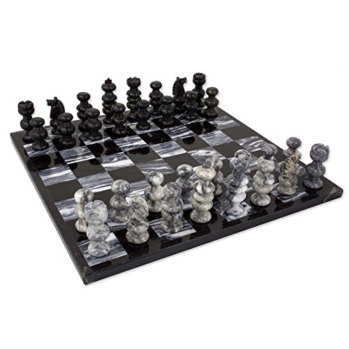 Mejores review On-line Ajedrez mármol - los mas comprados. 37 NOVICA 46523-P - Juego de ajedrez de mármol, Color Gris, Gris (Check in Gray), 1