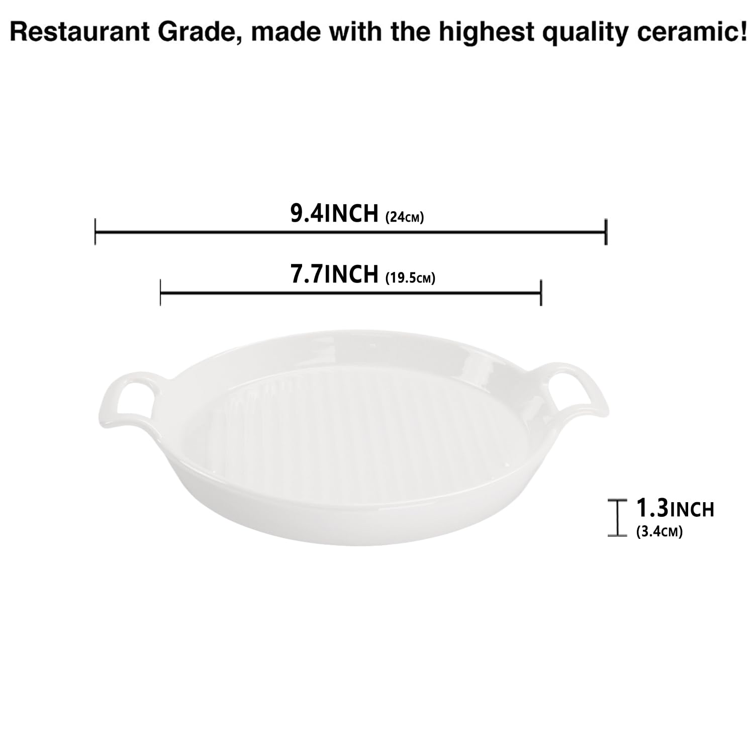 jinsongdafa Round 7.4 Inch Au Gratin Baking Dishes, Set of 2, Porcelain Baking pan Oven Safe, Roasting Lasagna Pans, for Casserole Dish, Pie Plate, Baking, Small Plates, Au Gratin Baking Dishes