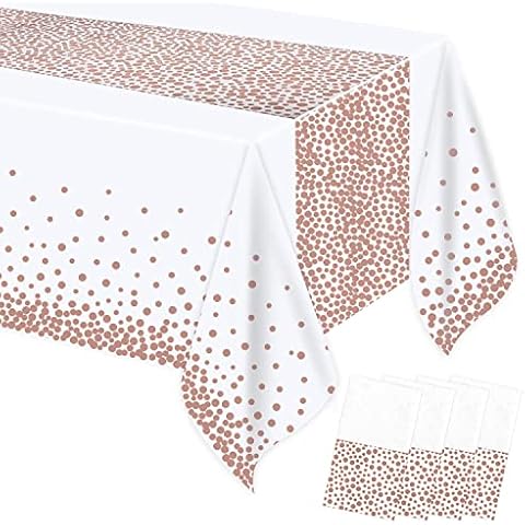 MOKANI Rose Gold Disposable Tablecloths, 4 Pack Cover
