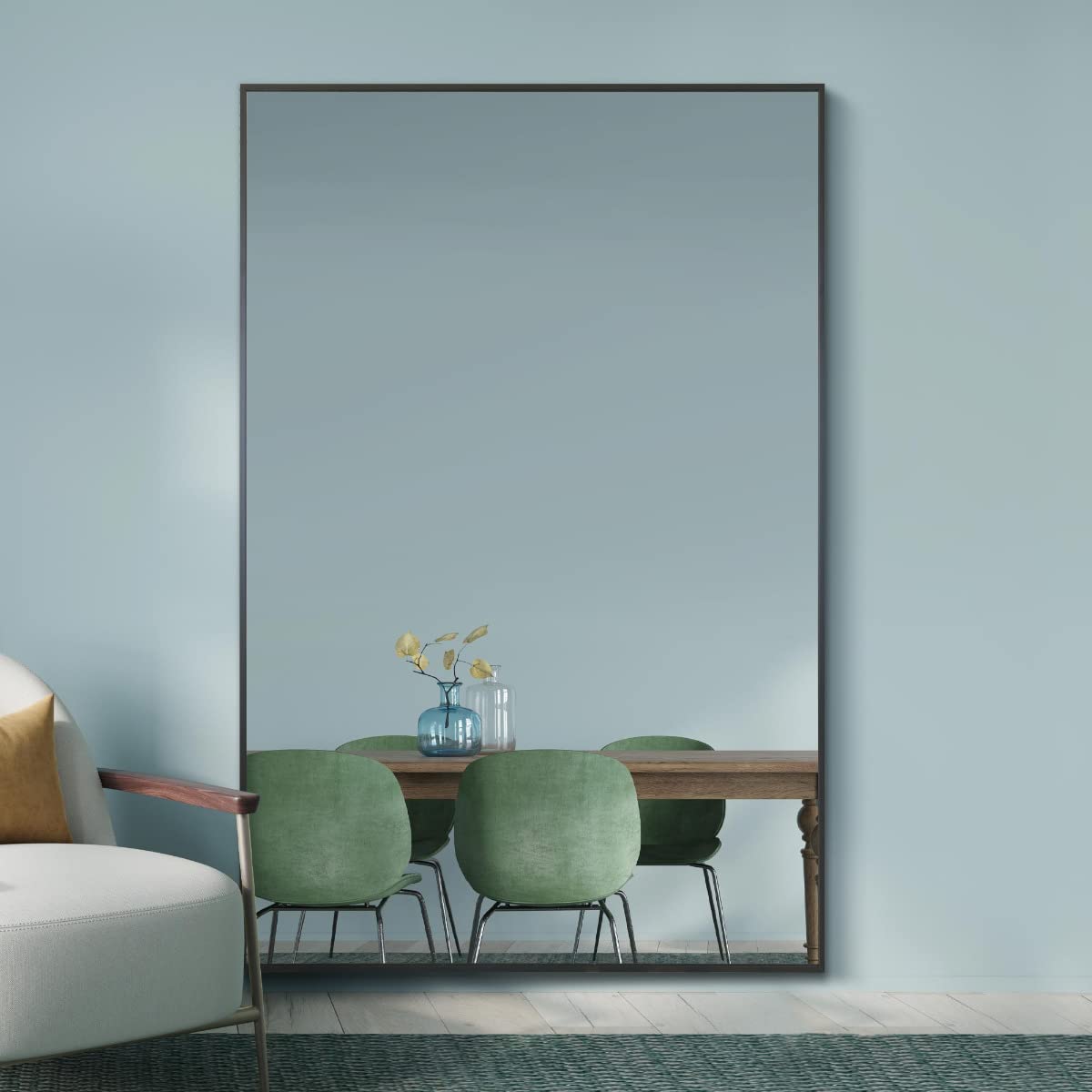 The Artus New Extra Large Black Aluminium Mirror - 47"" X 31"" 120 x 80cm
