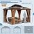 Aoxun Gazebo, 10' x 12' Wooden Finish Coated Aluminum Frame Canopy with Dual-Layer Galvanized Steel Hardtop Top, Outdoor Metal Gazebo with Privacy Curtains and Netting, for Deck, Patio and Backyard