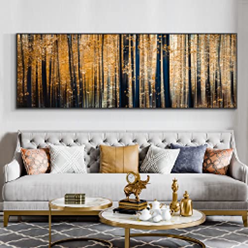 Toile paysage arbre d'or 70x210 cm nature sans cadre pour salon - 2
