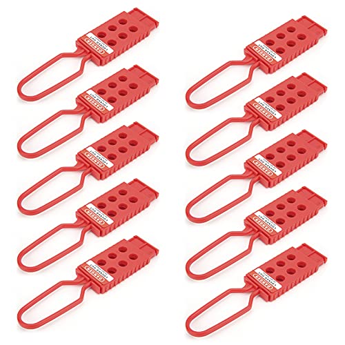 Image of Lockout Tagout Hasp, 10PCS Safety Lock Out Tag Out Padlock Hasp with 6 Holes Interlock for Multiple Management Industrial Equipment Maintenance