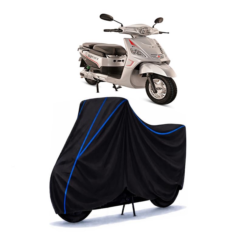 Image of Scooty Cover Water Resistant for NYX LX | Universal Scooter & Bike Cover | Heavy Duty UV Protection | Dust, Rain & Scratch Protection | Elastic Fit All Weather Indoor Outdoor | Black with Blue Piping