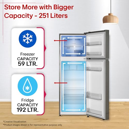 LG 251 L, 2 Star, Frost-Free Smart Inverter Double Door Convertible Refrigerator (GLT2526XWDS, Dazzle Steel, Multi Air Flow Cooling, Smart & Dairy Mode, Convertible Space for More Storage, 2026 Model) 8 51uslvK2LLL