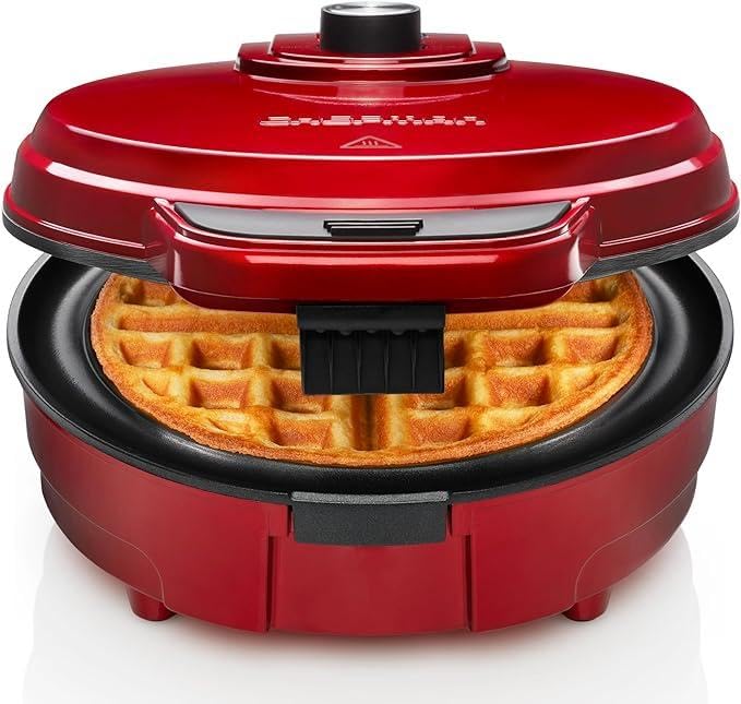 Mini Waffle Maker 350 Watts Stainless Steel Non-Stick Electric Machine for Individual Belgian Waffles Maker Pan Cakes Maker Paninis or Other Sweet Snacks (4 Inch) | Red-picture-40