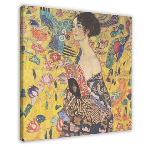 Toile Gustav Klimt femme éventail - Émotion et poésie pour votre décoration murale