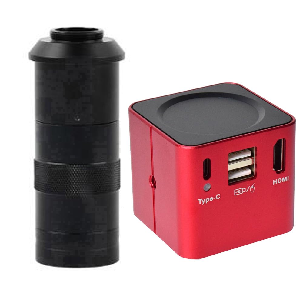 1080p HDMI Type-C PC Microscopio Industrial Medición de la cámara Registro de Video de Disco U y Lente de Montura C 100x para Soldadura de reparación móvil de PCB