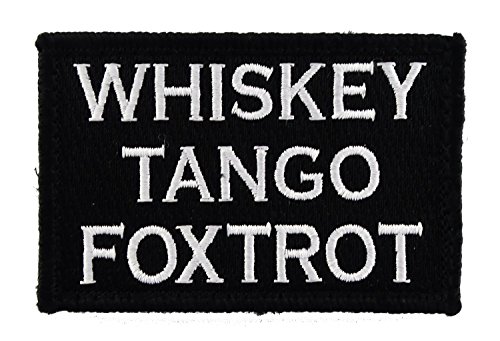 Whiskey Tango Foxtrot Tactical Funny Hook and Loop Fully Embroidered Morale Tags Patch (Black and White)