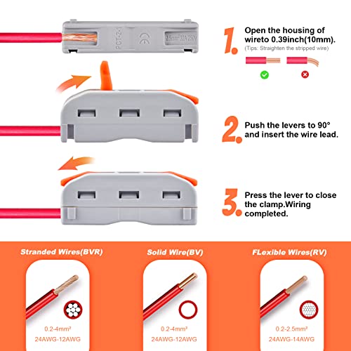 33 Stück Kabelverbinder lüsterklemmen, SPL-1 kabelklemmen Elektro Elektrische Anschlussblöcke Verbindungsklemmen Klemme mit Betätigungshebel Frei kombiniert Werden SPL2-5 Feste Flexible Kabel