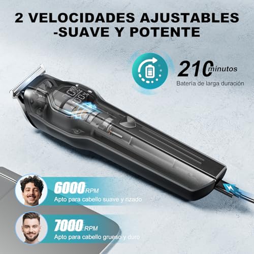 kensen Afeitadora Corporal Masculina 4 en 1, 2 Velocidades Depiladora Corporal Hombre, IPX7 Impermeable Body Shaver para Barba, Orejas, Axilas, Pecho, Piernas y Genitales, Pantalla LED, 210 mins Uso - imagen 5
