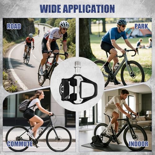 SPD SL Pedals, 9/16" Road Bike Pedals, Sealed Bearings & Nylon Clipless Pedals with Cleats Set Compatible with SPD SL System