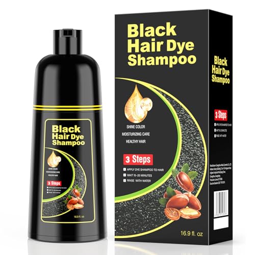 KAISASA Black Hair Dye Shampoo 3 in 1,Hair Color Shampoo Covers Gray Hair for Women and Men (16.9...