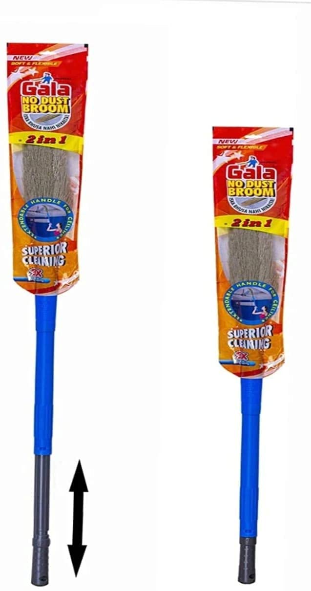 Gala No Dust Floor Broom- (Freedom from New Broom Dust- Bhusa) 2-in-1 - with Extendable Handle (2)