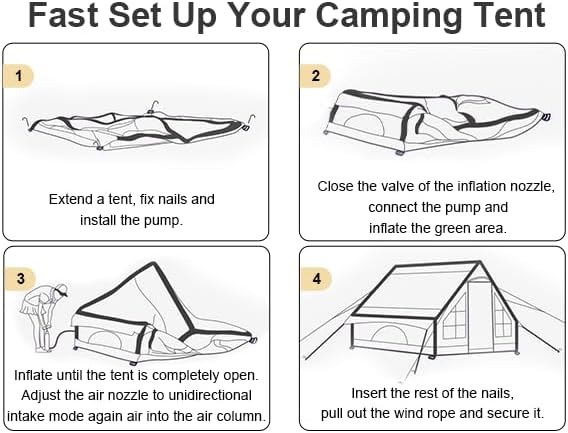 Miniatura 9 de Tienda inflable de glamping con bomba y gato de estufa, fácil instalación, tienda de campaña de glamping inflable para 2 a 6 personas con
