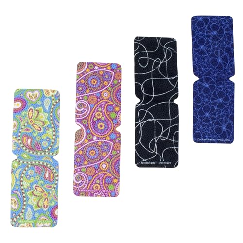 Eurow Lens & Screen Cleaner MicroPads, Streak-Free P-9000 HD Microfiber, Non-Slip Grip, Durable Reusable 4-Pack with Case, Compact for Eyeglasses, Phones, Tablets, Cameras, Assorted Colors