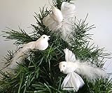 Decorative Artificial Long Tailed, Feathered Flying Dove Birds on Clip- Package of 12