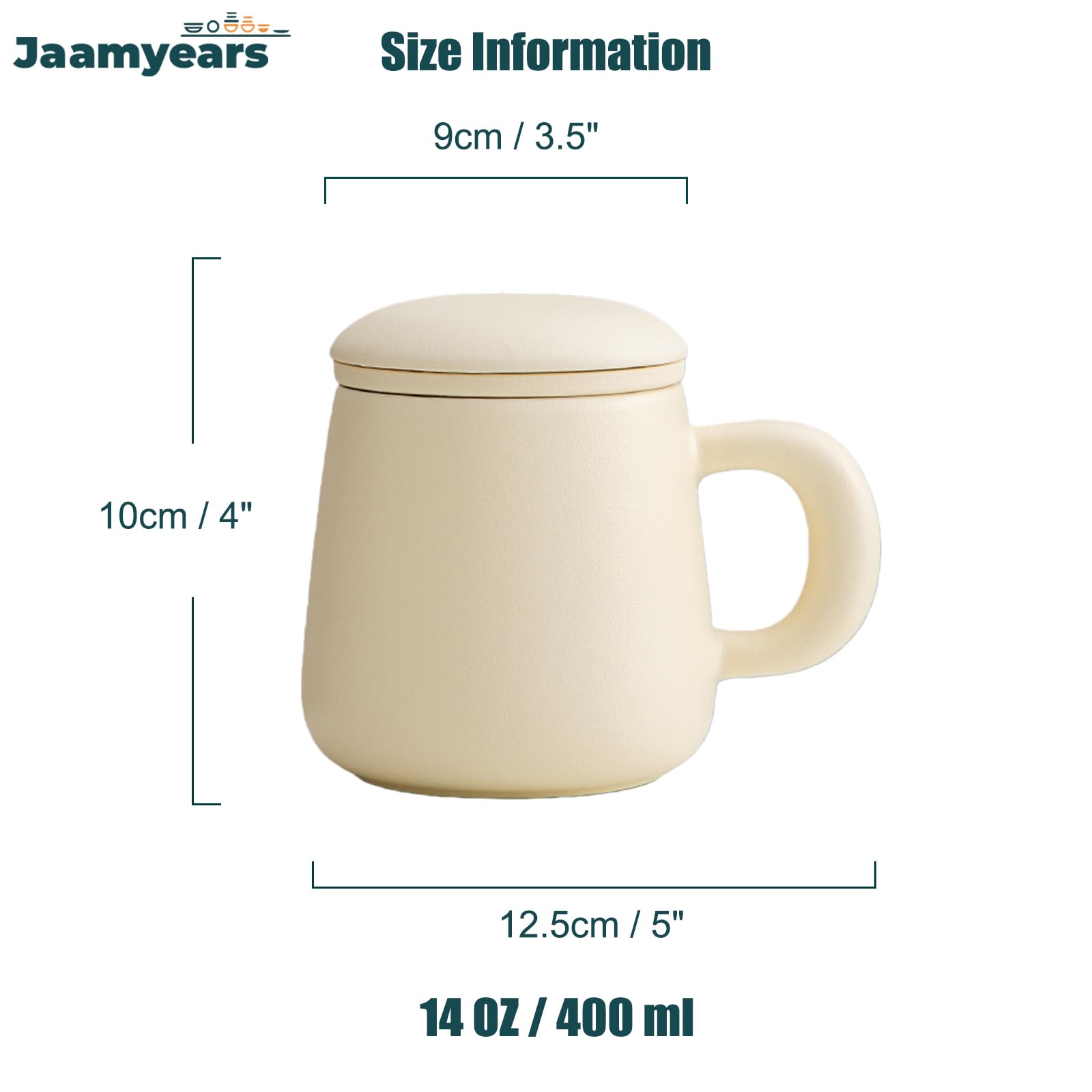 Kubek do herbaty z zaparzaczem i pokrywką, ceramiczny kubek do herbaty liściastej, 400 ml kubek do kawy do parzenia, idealny do domu i biura