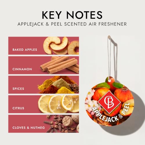 Image of Claire Burke Applejack & Peel Hanging Car Air Freshener - Luxury Scent, Long-Lasting Odor Neutralizer | Up to 30 Days | Made in USA | Strong Air Freshener for Car | Pack of 6