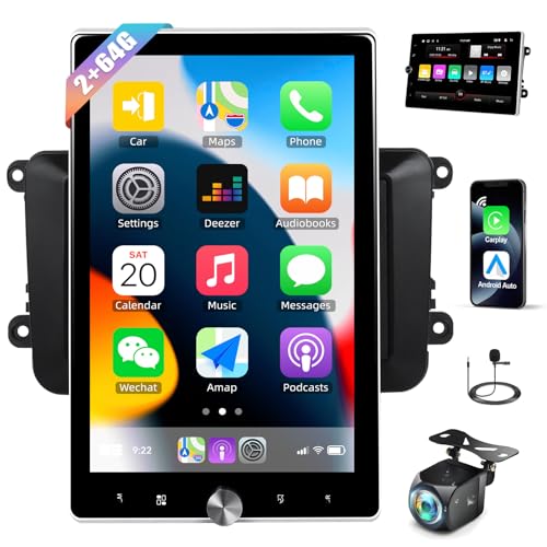 [2 + 64 G] Estéreo automotivo Din único com carplay sem fio Android Auto, tela sensível ao toque ver