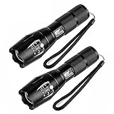 HDS-TEK T6 LED Flashlights Ultra Bright Water Resistant 5 Modes Zoomable Tactical Torches (2 Piece)