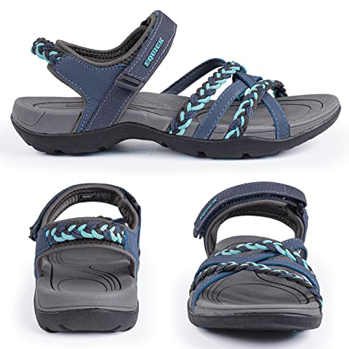 EQUICK Women Hiking Sandals Comfortable Walking Hook Loop Strap Sandals Beach Vacation Casual Sport Sandal3