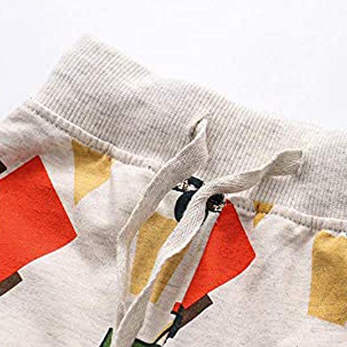 Cartoon Print Sweatpants for Kids Boys Drawstring Elastic Waist Pants Casual Pants with Pockets (Beige, 6-7 Years)2